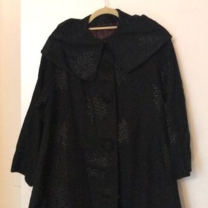 Vintage black 3/4-sleeve satin-lined opera coat